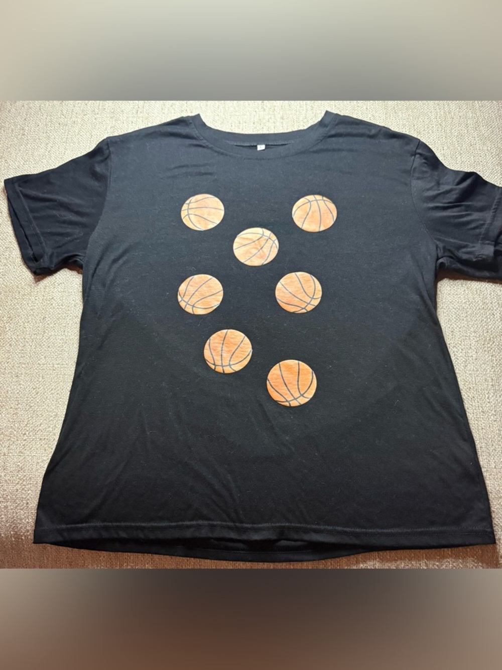 Black T‑Shirt with Orange Basketball Graphic large